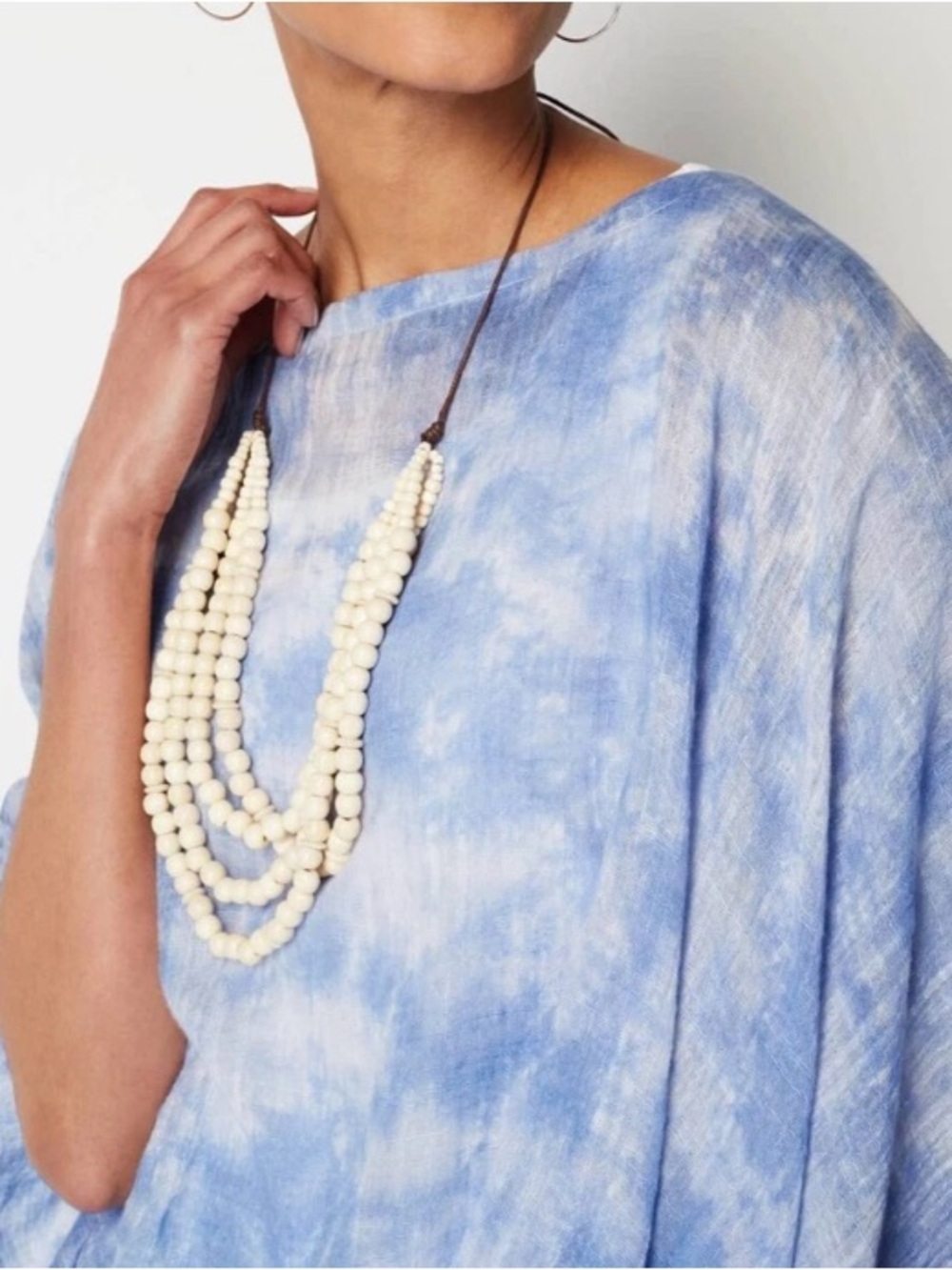 J. Jill Poncho Women’s One Size Blue White Cloud Tie-Dye Lightweight Coverup Top - Picture 15 of 15